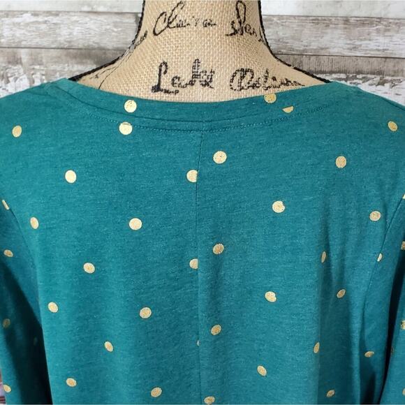 Lane Bryant Plus Foil Dot Womans longsleeve T Shirt Teal Green Size 18 / 20 - Picture 7 of 9